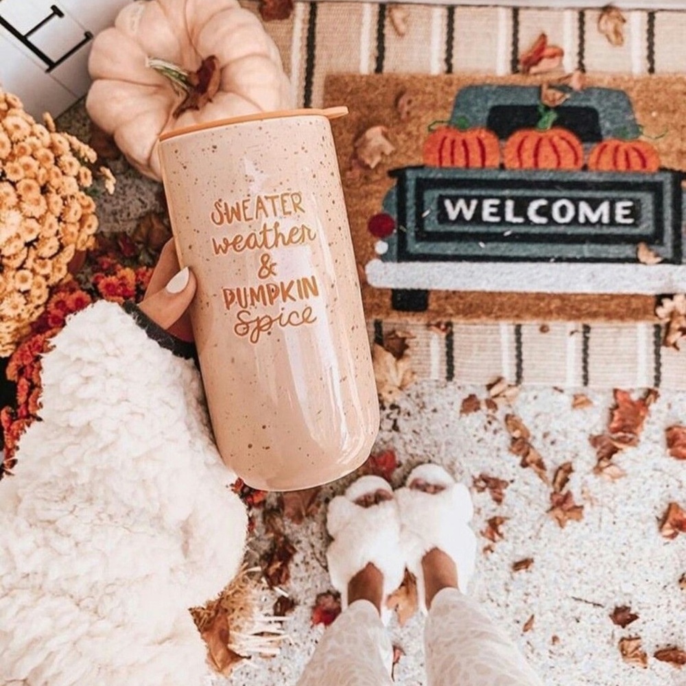 ISO Sweater Weather and Pumpkin Spice ceramic cup